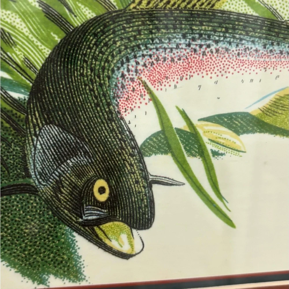 Framed Fish Art Print in Green and Black Grandpa Core